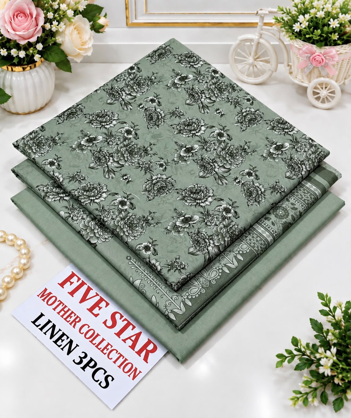 Sage Green Floral Linen 3 Piece Suit – Five Star