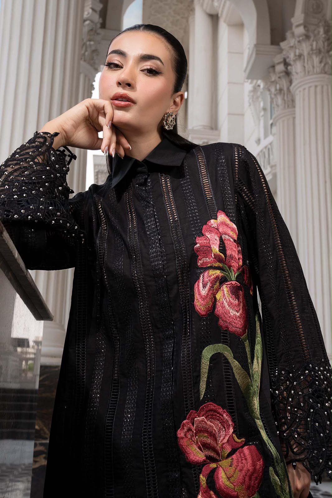 Maria B 6183 Embroidered Airjet Dhanak 3 Piece Winter Suit