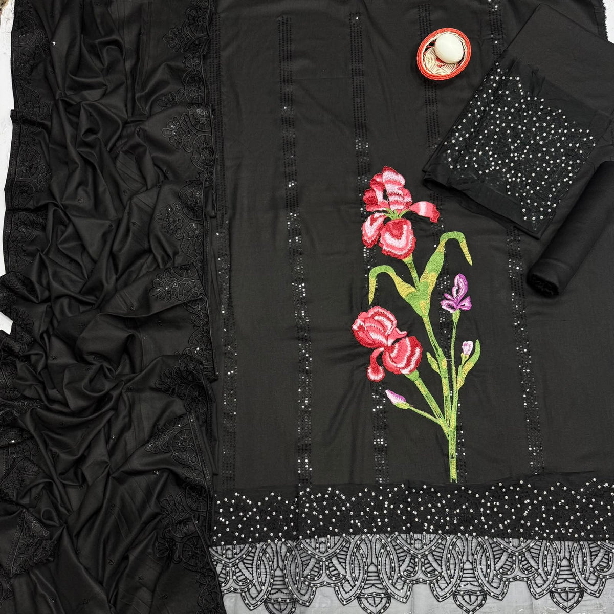 Maria B 6183 Embroidered Airjet Dhanak 3 Piece Winter Suit