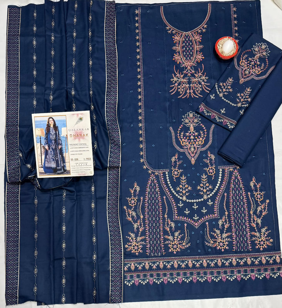 Qalamkar Winter 3 Piece Suit 5206 – Airjet Dhanak Embroidered Shawl Collection