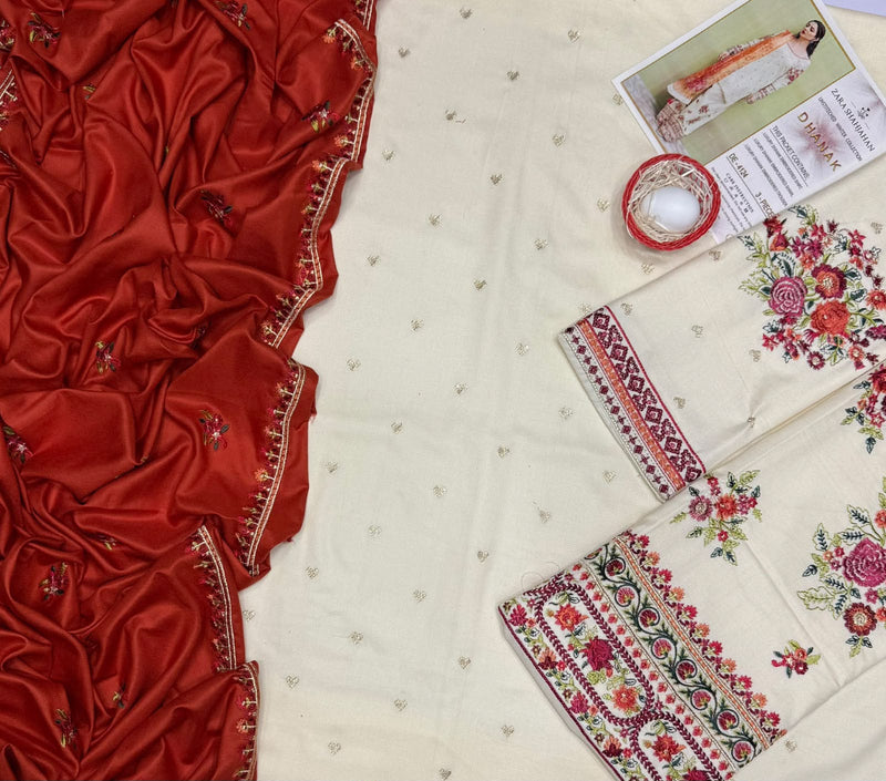 Zara Shah Jahan Winter Suit 4124 – Heavy Sequence Embroidered Dhanak 3 Piece